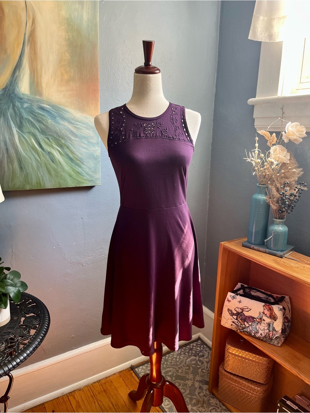 Preloved Excellent Condition Loft Size 2 Eggplant Sleeveless Dress. Very Nice